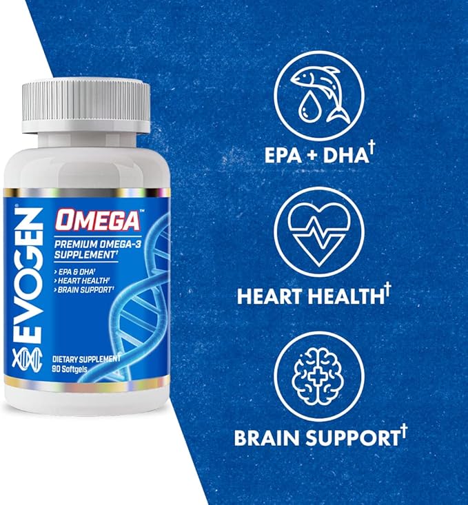 Evogen Omega Fish Oil | Premium Omega-3 Supplement | Overall Wellness | EPA &amp DHA | 90 Softgels