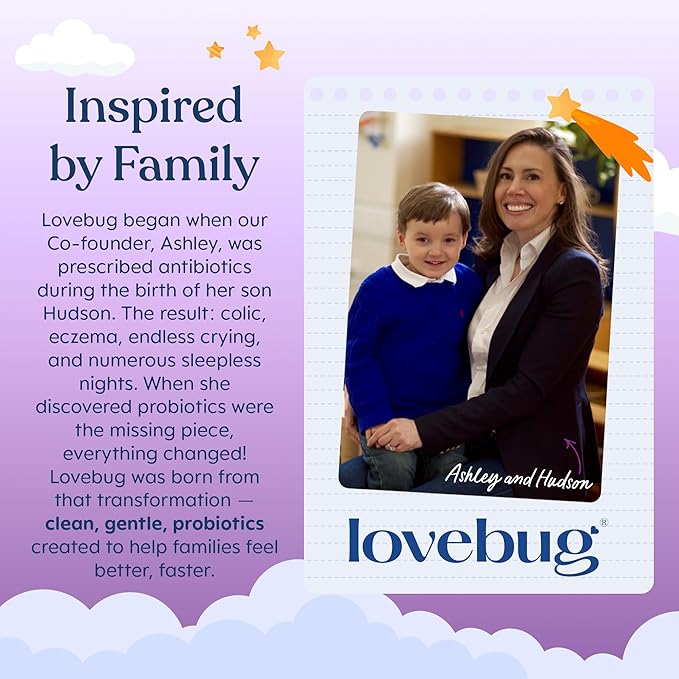LOVEBUG Probiotics for Babies - Organic Baby Probiotics 6-12 Months for Baby Immune Support Gas Colic Diarrhea &amp Infant Constipation Relief Sugar-Free Tasteless Powder 30 Pack