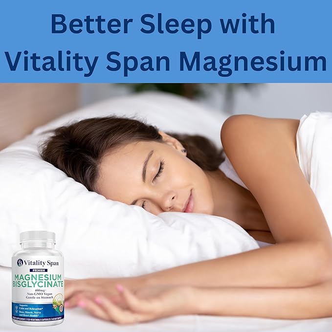 Magnesium Glycinate 400mg Chelated Magnesium Bisglycinate for Relaxation and Sleep Aid Extra Strength with Magnesium Oxide Gentle on Stomach Vegan 120 Capsules Made in USA