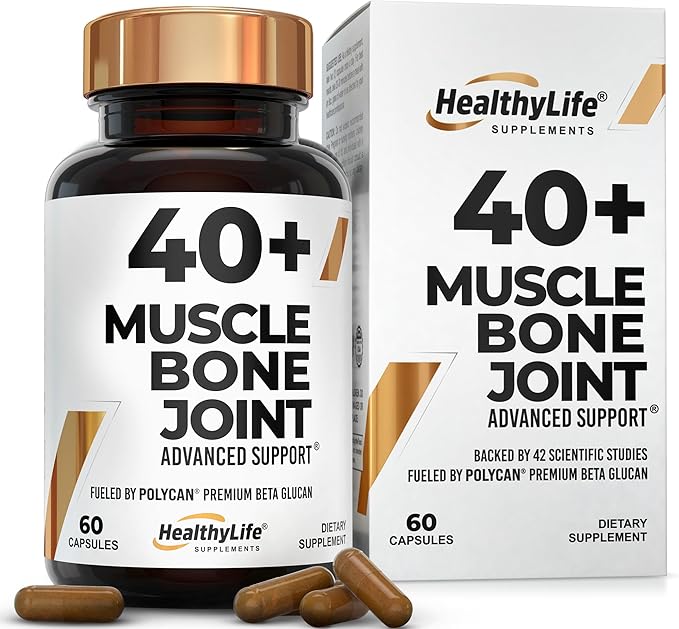 Helps Preserve Muscle After 40 | Clinically Studied Polycan Beta-Glucan | Supports Strength Bone Density &amp Joint Mobility | 40+ Scientific Studies | 60 Caps