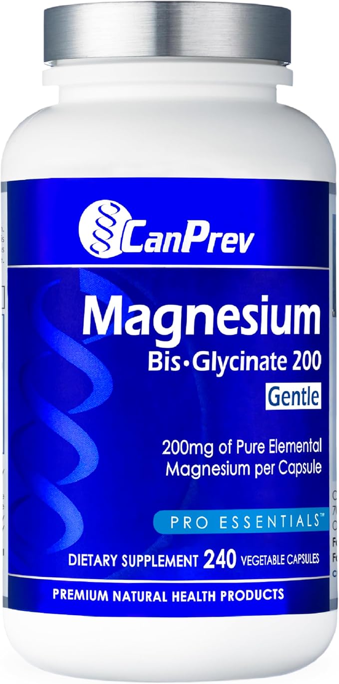 CanPrev Magnesium BisGlycinate Gentle 200mg 240 v-Caps 240-Day Supply - Pure Elemental Magnesium Supplement Supports Bone and Muscle Function Gentle on Stomach Perfect for Daily Magnesium Needs