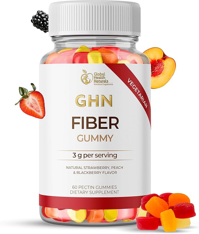 Vegan Fiber Gummies for Adults – 3g Prebiotic Fiber from Inulin per Serving – Natural Strawberry Peach &amp Blackberry Flavors – Non-GMO Gluten-Free Gelatin-Free – 30 Servings