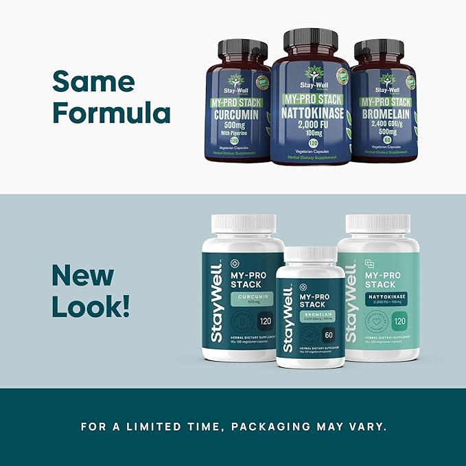 Stay-Well Naturals Spike Protein Supplement | Nattokinase 2000 FU 100mg Bromelain 500mg Curcumin 500 mg 60 Day Supply | Full Protocol of Nattokinase Bromelain Curcumin (3 Bottle Set)