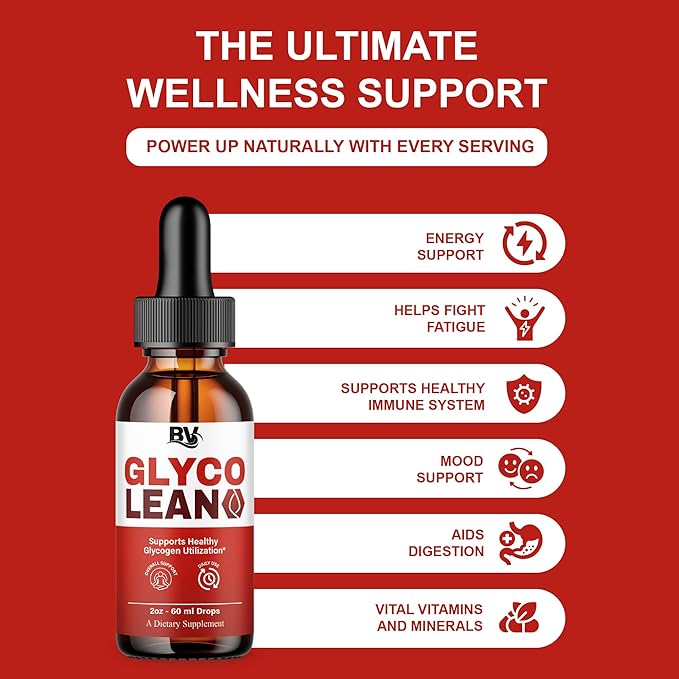 BLUE VIBE Glyco Lean Drops Glyco Lean Liquid Drop Supplement Maximum Strength Overall Health &amp Wellness Support GlycoLean Daily Health Support Liquid Formula Supplement (1 Pack - 2oz / 60ml)