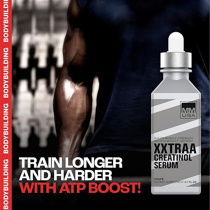 MMUSA XXTRAA Stable Creatine Serum for Bodybuilding &amp Powerlifting. Boosts Muscle Mass Strength Energy &amp Endurance. Speeds Recovery Reduces Lactic Acid. with Joint Support. Grape 5.1 Fl Oz