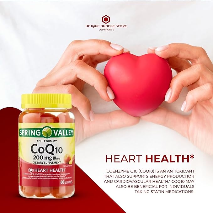 Unique Bundle Store CoQ10 200mg 60 Gummies – Natural Fruit Flavor Coenzyme Q10 Supplement for Adults Coq10 Gummies Q10 Coenzyme Daily Antioxidant Nutritional Support (Pack of 2)
