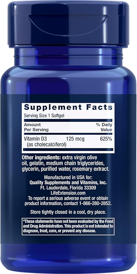 Life Extension CoQ10 60 Softgels and Vitamin D3 5000 IU 60 Softgels Bundle