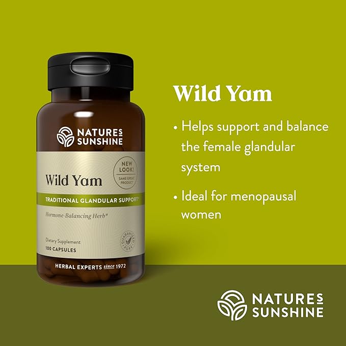 Nature's Sunshine Wild Yam Capsules - Herbal Gladular Support (100 Capsules)