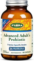 Flora - Advanced Adult's Blend Probiotic Seven Senior-Specific Strains Gluten Free Raw Probiotic with 34 Billion Cells 60 Capsules