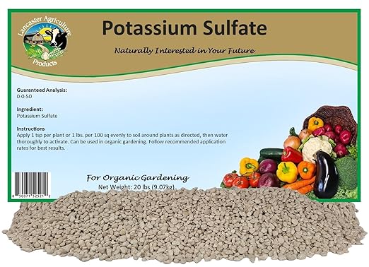 Potassium Sulfate 20 Pounds for Vegetable Gardens - Essential Nutrient for Plant Growth Soil Enrichment and Crop Yield Optimization - Lancaster Agriculture Products