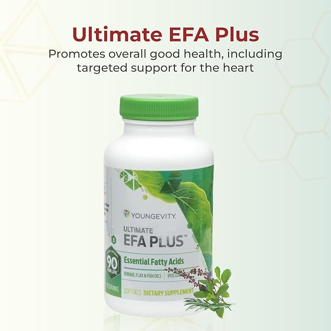 Youngevity Ultimate EFA Plus – Essential Fatty Acids 90 Soft Gels – Balanced Fish Oil Formula for a Healthy Lifestyle – Omega-3 Omega-6 Omega-9 Supplement for Optimal Health Support