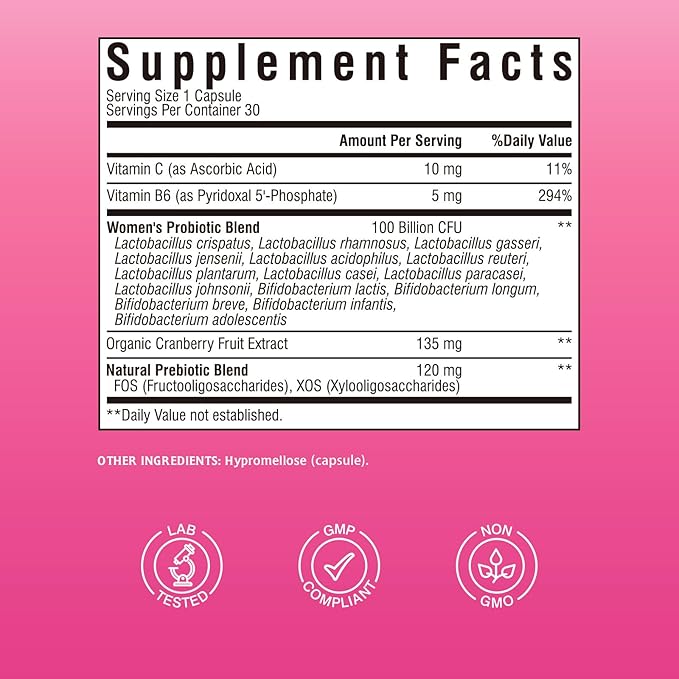 Vitalibre Women's Probiotics 100 Billion CFU &amp Magnesium Complex Supplement 10-in-1 420mg