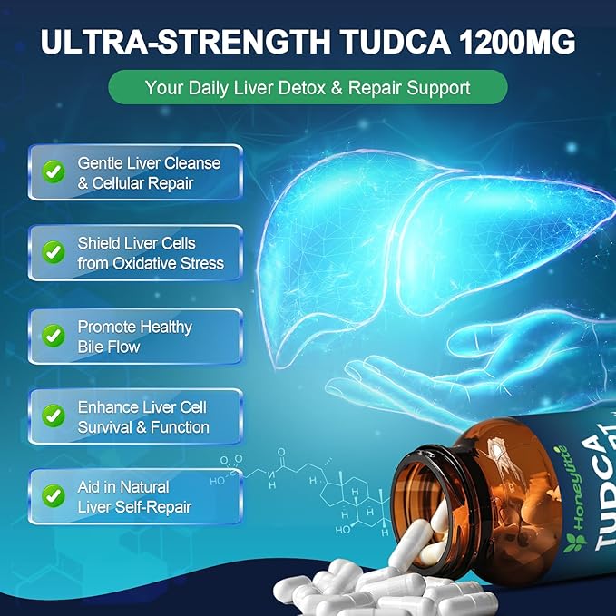 TUDCA 1200mg – Ultra Strength Pure Tauroursodeoxycholic Acid for Liver &amp Gallbladder Health Support Non-GMO &amp Gluten-Free (120 Count * Pack of 2)