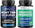 MAV NUTRITION Night Time Fat Burner Capsules and Probiotic &amp Prebiotic Capsules | Overnight Metabolism Booster for Stomach Fat Burning Gut Health Support | Comprehensive Digestive Wellness