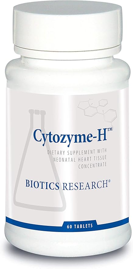 Biotics Research Cytozyme H Glandular Cardiovascular Support Bovine Heart Concentrate Promotes Muscular Support Boosts Energy SOD Catalase Potent Antioxidant Activity 60 Tablets