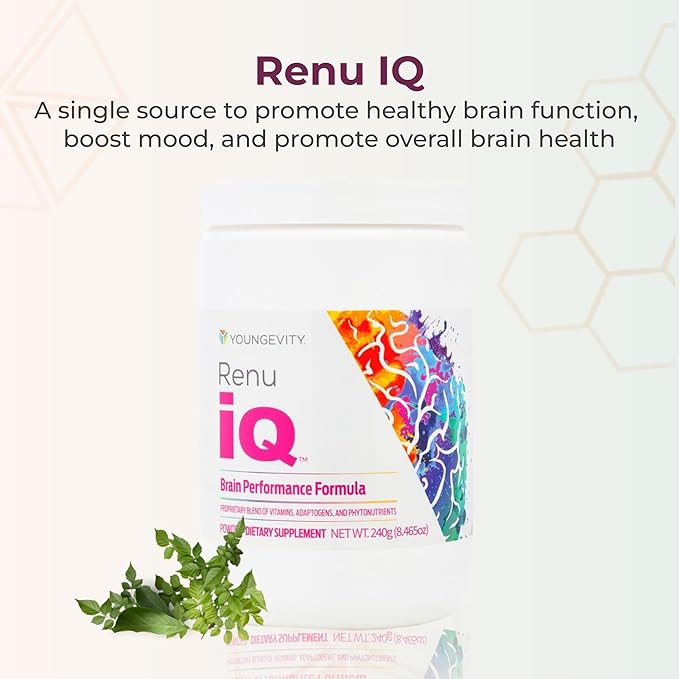 Youngevity Renu iQ™ - Brain Boost Anti-Aging Resveratrol Supplement with Grape Skin Bacopa Monnieri Rhodiola Root Polygonum Cuspidatum Root - Natural Energy - (312g)