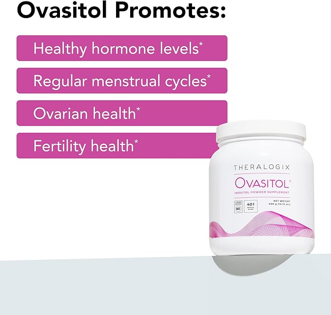 Theralogix Ovasitol Inositol Powder - 90-Day Supply - Myo-Inositol &amp D-Chiro Inositol for Hormone Balance &amp Ovarian Function Support* - NSF Certified - 400 g (180 Servings)