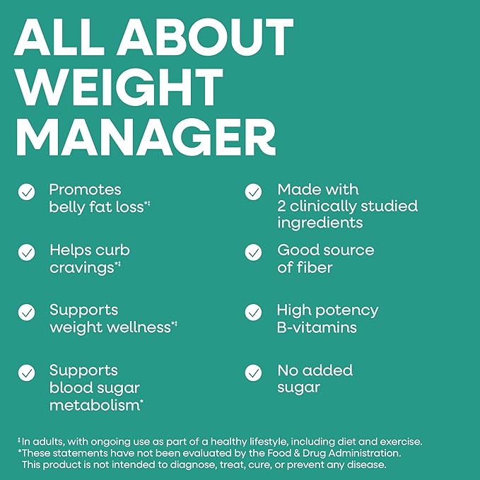 Nature's Way Weight Manager Drink Mix Packets Supports Craving Management &amp Abdominal Fat Loss*(1) with Clinically Studied Ingredients Plant-Based Fiber No Sugar Mixed Fruit Flavored 30 Pack