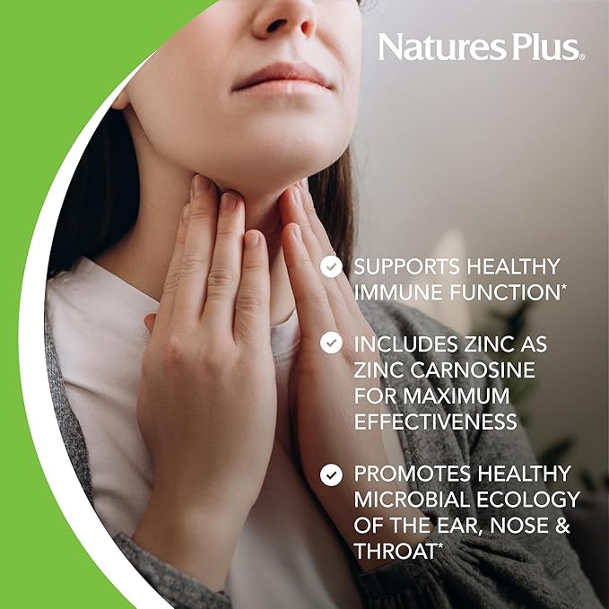 NaturesPlus Adult's Ear Nose Throat Lozenges with K12 Probiotics - 60 Lozenges - Natural Tropical Cherry Berry Flavor - Immune Function &amp Upper Respiratory Support - Gluten Free - 30 Servings