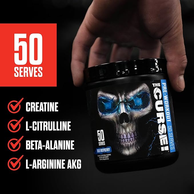 JNX SPORTS The Curse! Fruit Punch Pre Workout Powder with Creatine – Extreme Energy Preworkout for Men &amp Women – 50 Servings – L Citrulline Beta Alanine &amp Caffeine for Pump Strength &amp Fo