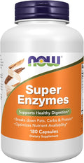 NOW Foods Supplements Super Enzymes Formulated with Bromelain Ox Bile Pancreatin and Papain180 Capsules
