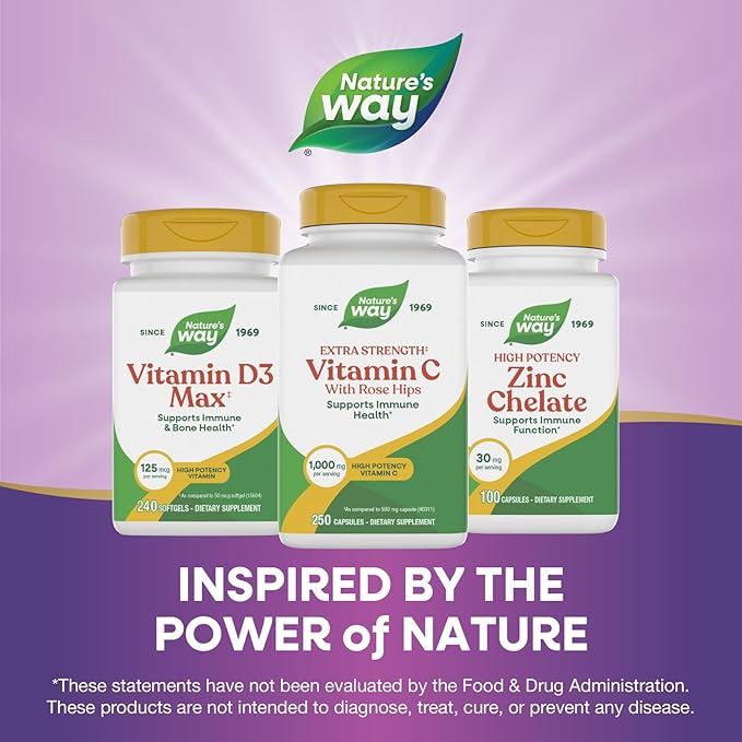 Nature's Way Extra Strength(1) Vitamin C with Rose Hips Supports Immune Health* Collagen Production* High Potency Vitamin C 250 Capsules (Packaging May Vary)