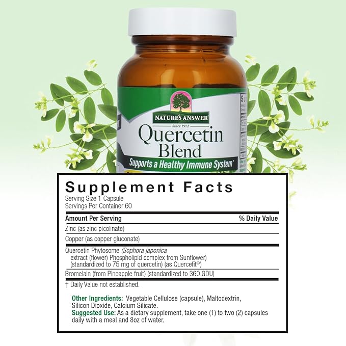 Nature's Answer Quercetin Blend 60 Capsules Respiratory Support* | Immune Support* | Gluten Free | Kosher | Vegetarian | Vegan | Non-GMO