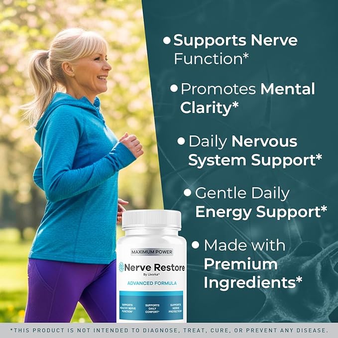 (3 Pack) Nerve Restore - Nerve Restore Advanced Formula Capsules Natural Premium Formula Daily Pills Support Comfort Nerve Restored Vitamins Health Wellness 180 Capsules for 3 Months