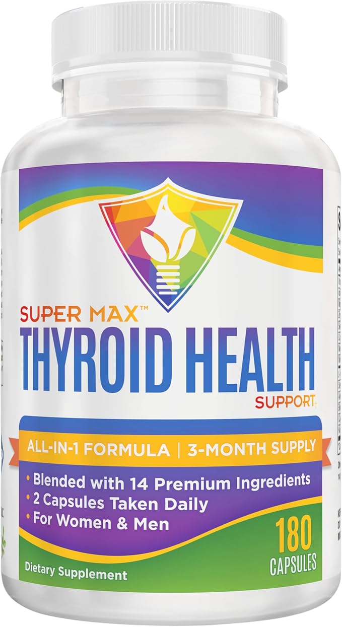 Thyroid Support (3-Month) Supplement All-in-1 with 14 Active Ingredients in 1 Formula | Thyroid Health Support Supplements | Women &amp Men | 90-Day Bulk Supply | 180 Capsules