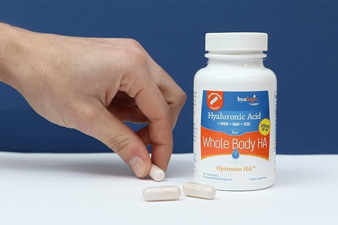 Hyalogic Hyaluronic Acid 120 mg Delayed Release Capsules | Combo Formula w/Glucosamine MSM | Support Healthy Joints Eyes and Skin and Overall Body | Promote Healthy Skin | Non-GMO (30 Count)