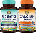 Vitalitown Probiotics &amp Calcium Bundle: 120 Billion CFU with Prebiotics &amp Enzymes for Digestive &amp Immune Support Plus High Absorption Calcium with D3 for Bone Strength
