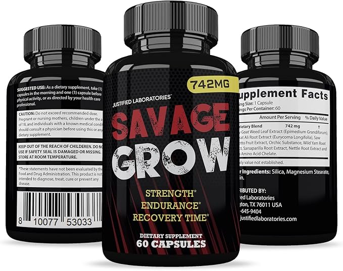 (5 Pack) Savage Grow 742MG All Natural Advanced Men's Health Formula 300 Capsules
