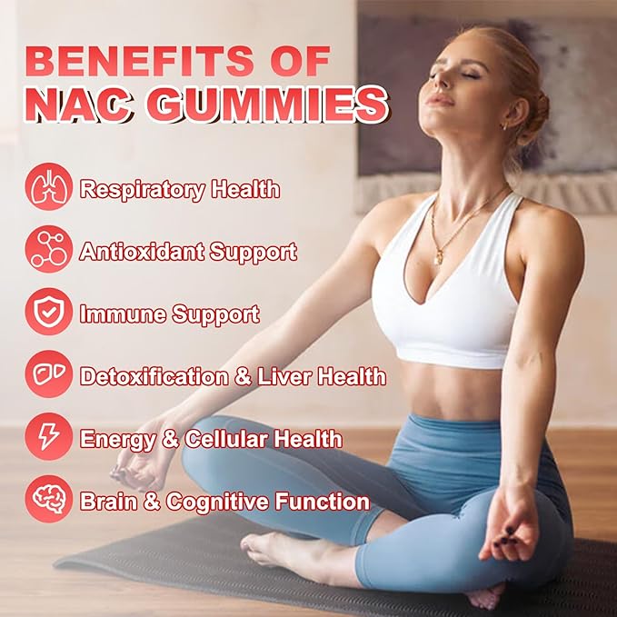 NAC Gummies N Acetyl Cysteine Supplement for Adults and Kids NAC Chewable Support Liver Health Antioxidants &amp Immune System Sugar-Free Strawberry Flavor 120 Count