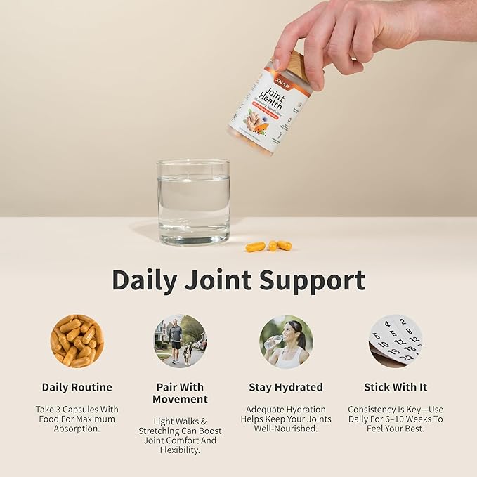 Snap Supplements Joint Health Support Supplement Plant Based Glucosamine &amp MSM Supplement Joint Supplement to Support Movement Flexibility and Strength Joint Support Supplement 90 Capsules