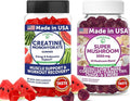 Lunakai USA Made Creatine &amp Super Mushroom Gummies Bundle – Daily Recovery &amp 10-Mushroom Complex Support – 60 Non-GMO Gummies Each