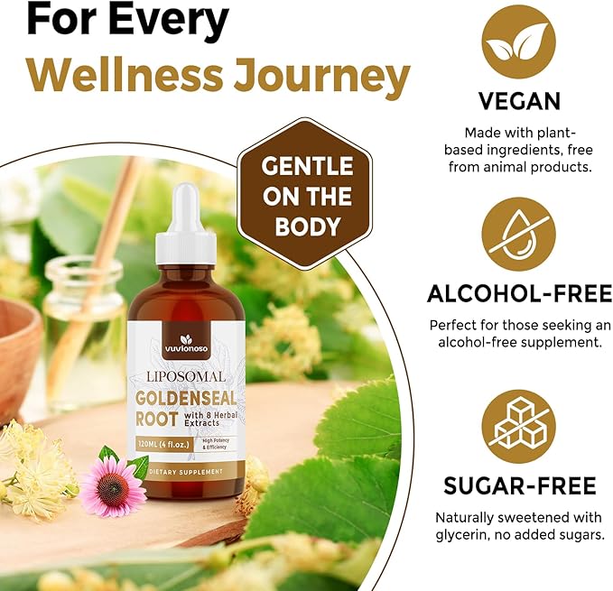 Golden Seal Tincture 3000mg - Goldenseal Root for Immune &amp Lung Care - Sugar-Free Vegan Fast Absorbing - Echinacea &amp Goldenseal Liquid Extract 120 mL (2 Pack)