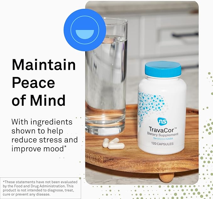 Neuroscience TravaCor - Mood Support Supplement with L-Theanine 5 HTP and B Vitamins - GABA and Serotonin for Stress and Emotional Support (60 Capsules)
