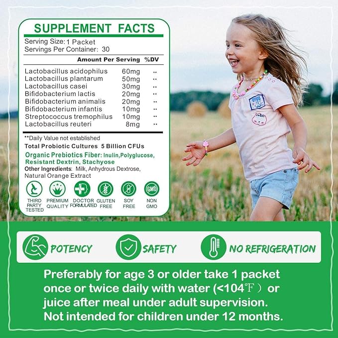 ZEBORA Probiotics for Women Men and Kids Age 3+ Prebiotics and Probiotics Powder for Digestive and Immune Health – Support Healthy-Respiratory-System Gluten Free and Non GMO 30 Bags
