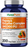 NusaPure Papaya Papain Enzyme Complex 240000 PU - 200 Veggie Caps - Suitable for Vegetarian Vegan Non-GMO