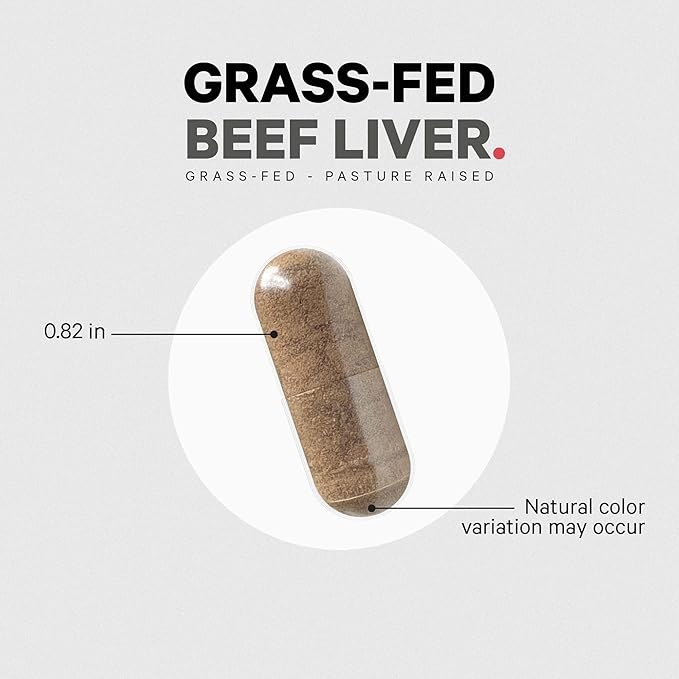 Codeage Grass Fed Beef Liver Supplement Superfood Freeze Dried Non-Defatted Desiccated Glandulars Bovine Pills Pasture Raised Beef Vitamins Non-GMO Liver Meat 180 Capsules
