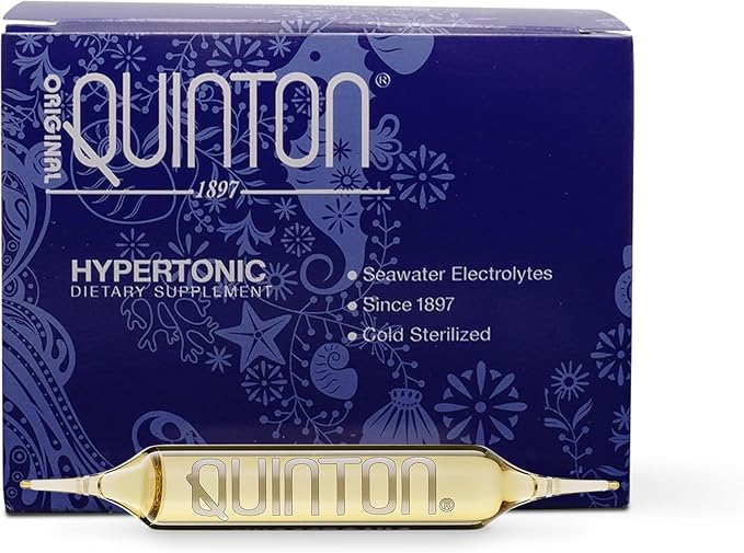 Quicksilver Scientific Original Quinton Hypertonic Solution - Sea Water Hydration - Liquid Minerals with Electrolytes for Muscle Recovery Stamina+Mineral Replenishment (30 Single Serving Glass Vials)