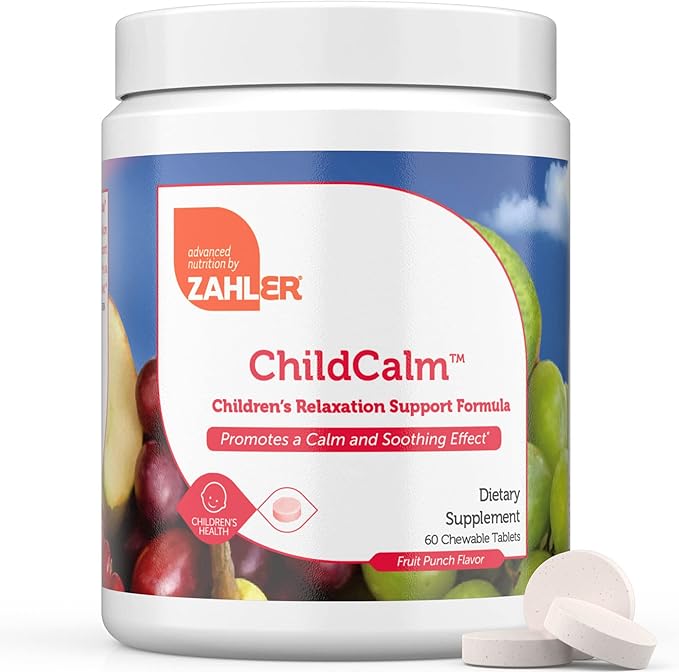Zahler ChildCalm Kosher Fruit Punch Chewable Magnesium for Kids - Natural Calm Mood Support and Relaxation - Calming Kids Magnesium Supplement Childrens Magnesium (2 Pack)