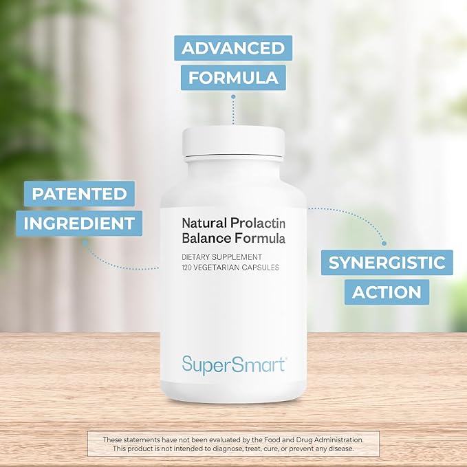Supersmart - Natural Prolactin Balance Formula - with p5p Vitamin B6 Maca Root Ashwagandha | Gluten Free - 120 Vegetarian Capsules