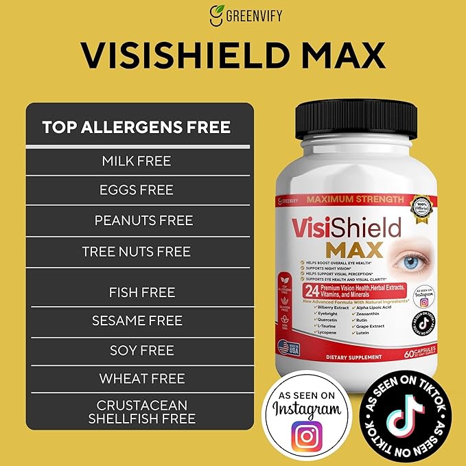 VisiShield Max Eye Health Supplement 24 Premium Vision Vitamins and Minerals 60 Capsules (2)