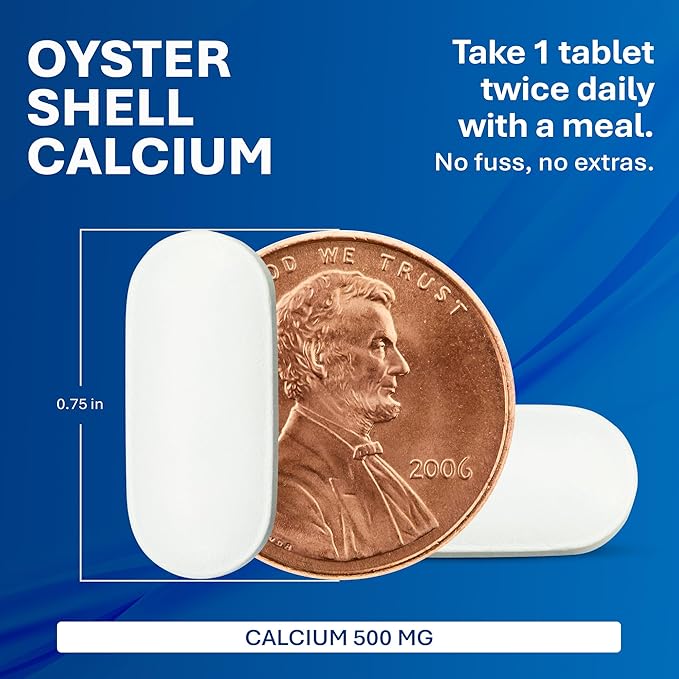 MAJOR Oyster Shell Calcium 500mg - Daily Dietary Supplement for Bone Health and Joint Support Mineral Supplement for Men and Women Gluten-Free - 1000 Tablets (2 Pack)