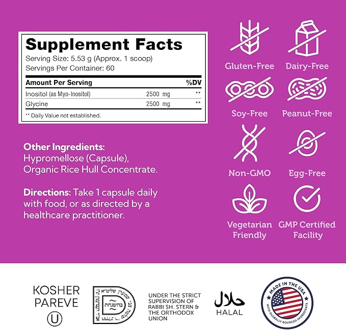 Zahler Inositol Supplement Capsules 1000mg - Mood &amp Nervous System Support Supplements for Women - Hormone Balance &amp Healthy Ovarian Function - Kosher Gluten Free Dairy Free - 120 Count