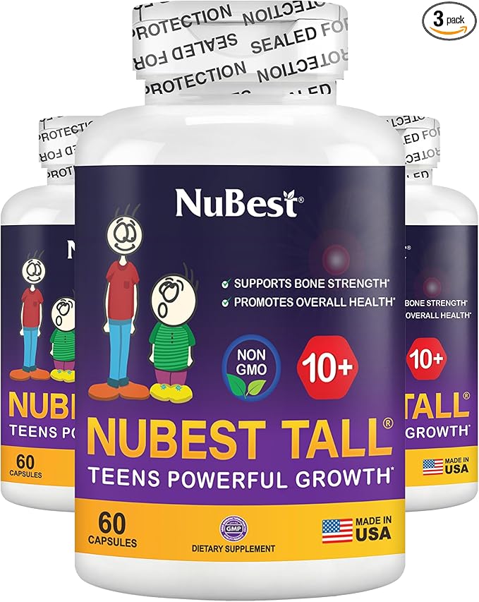 NuBest Tall 10+ - Advanced Bone Strength Formula - Supports Immunity Healthy Development &amp Optimal Wellness - for Children (10+) &amp Teens Who Drink Milk Daily | Pack 3 | 3 Months Supply