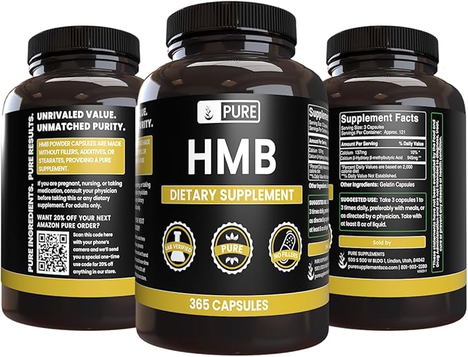 Pure Original Ingredients HMB (365 Capsules) No Magnesium Or Rice Fillers Always Pure Lab Verified