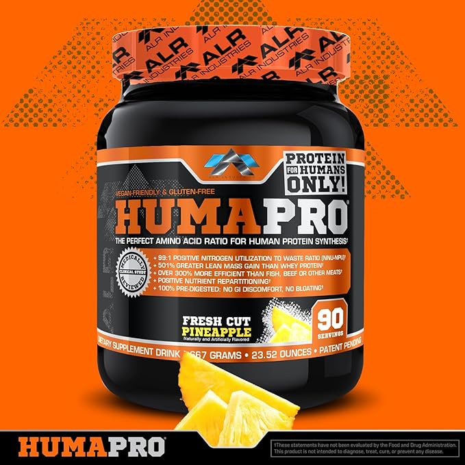 ALR Industries Humapro  Protein Matrix Formulated for Humans Waste Less. Gain Lean Muscle Fresh Cut Pineapple 667 Grams