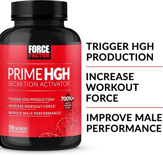 Prime HGH Secretion Activator Supplement for Men with L-Arginine and L-Glutamine to Trigger HGH Production Boost Workout Force and Improve Athletic Performance Force Factor 150 Capsules